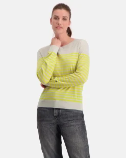 Luxueuze 100% Merino Smerlada Gestreepte Blouse
